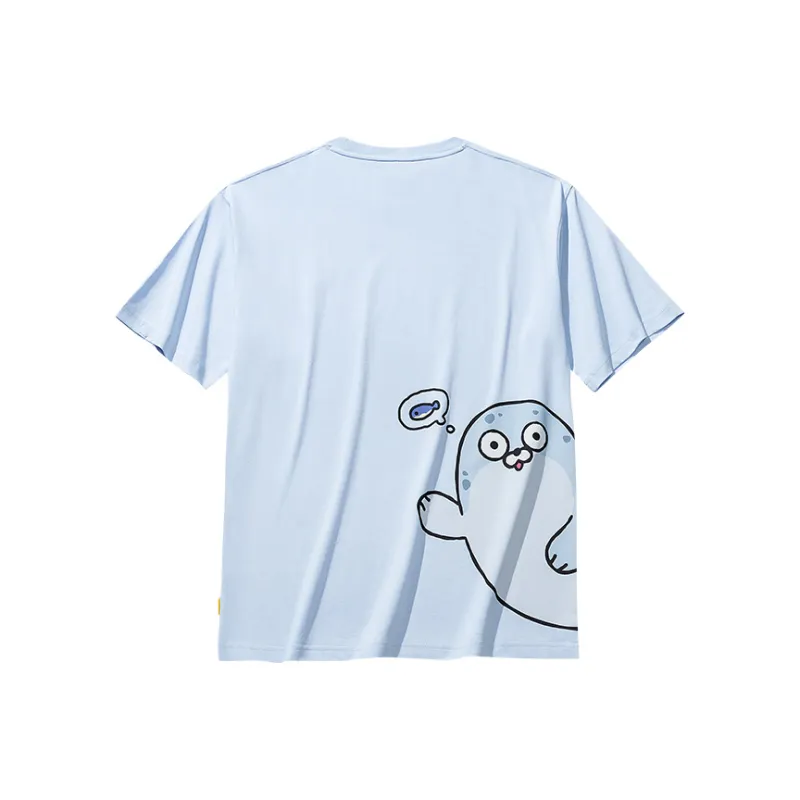 Anta x HAIBAOKANKAN,LIANMINGKUAN Life Collection T Shirt Unisex Aqua Sky Blue-1
