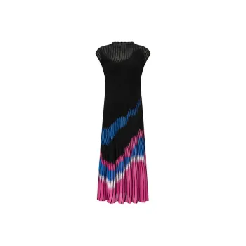 DVF Diane Von Furstenberg Pleated Short Sleeved Dress