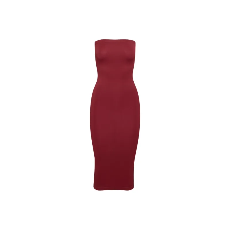 ARITZIA Seamless Smooth Seamless Midi Dress Sleeveless Dress Women's Dark Ruby Red/Deep Gemstone Red-0