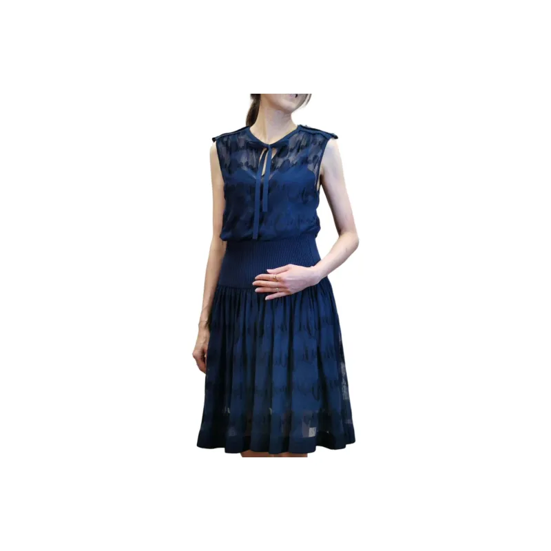 CHANEL Sleeveless Dress Women's Marine Blue-0