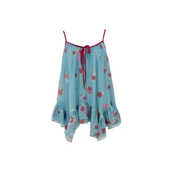 IQC Slip Dresses Women's Blue Green Floral