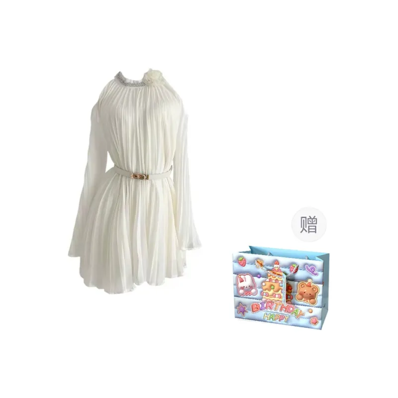 TWOPLUMGIRLS Long Sleeved Dress Women's Milk White-0