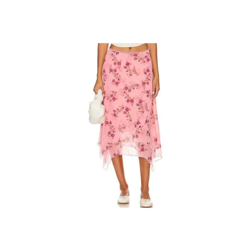 FREE PEOPLE Casual Long Skirts Women's Pink-0