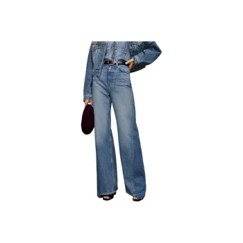 REFORMATION Cary High Rise Slouchy Wide Leg Jeans Jeans Women's Blue