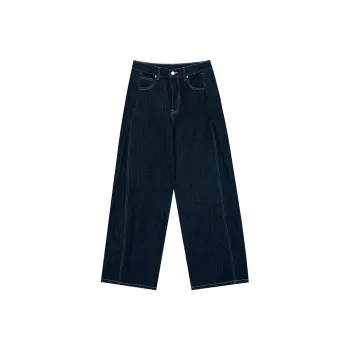 ELF SACK Deconstructed Minimalist Style Versatile Wide Leg Jeans Women's