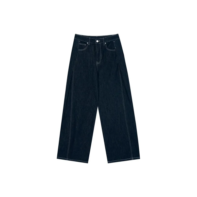 ELF SACK Deconstructed Minimalist Style Versatile Wide Leg Jeans Women's-0