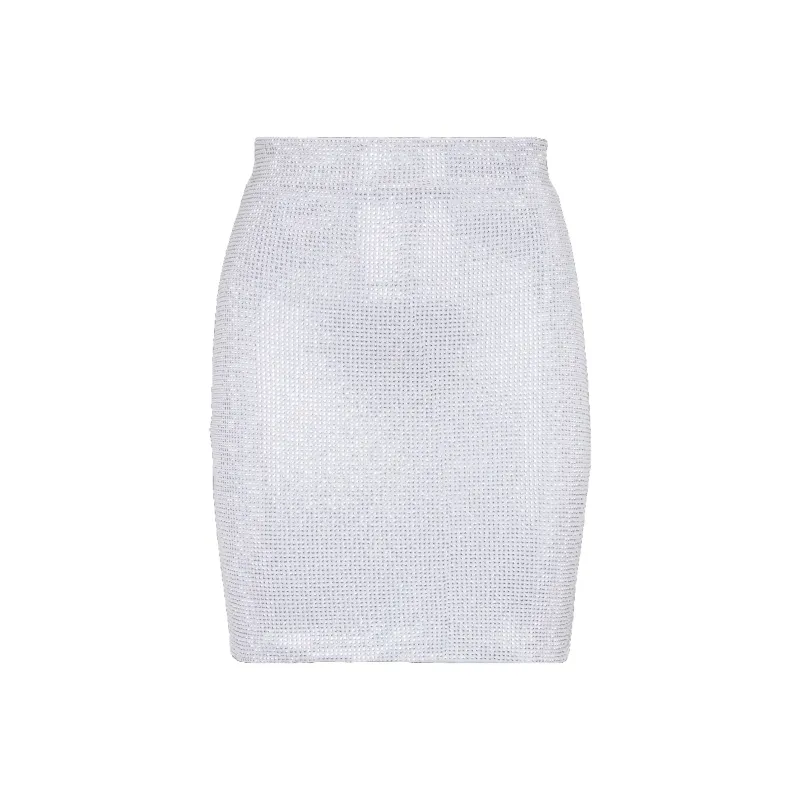 BALMAIN Casual Short Skirts Women's Silver-0