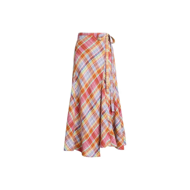 Polo Ralph Lauren Check-pattern Wrap-design Midi Skirt-0
