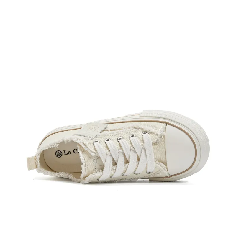 La Chapelle Abrasion Resistant Low Top Canvas Shoes Women's Beige Brown-3