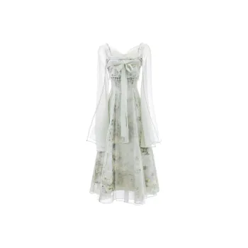 Blovelan Slip Dress Women's Blue And Green; Comes With Bead Chain