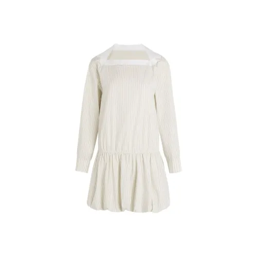 REDOLENCE Long Sleeved Dress Women's Beige Apricot
