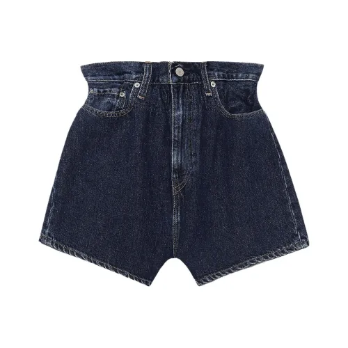GANNI Dark Indigo Denim High-Waisted Shorts Denim Shorts Women's Blue