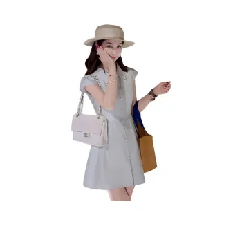 Fish Rabbits Short Sleeved Dress Women's Haze Blue