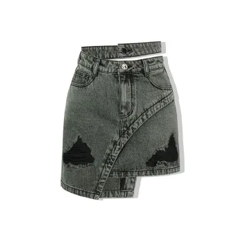 LA CRAWFISH Casual Short Skirts Women's Vintage Green Tone