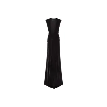 Valentino V Neck Sleeveless Velvet Dress