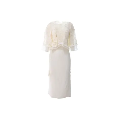 BETTER BING Two Piece Skirt Sets Women's Apricot