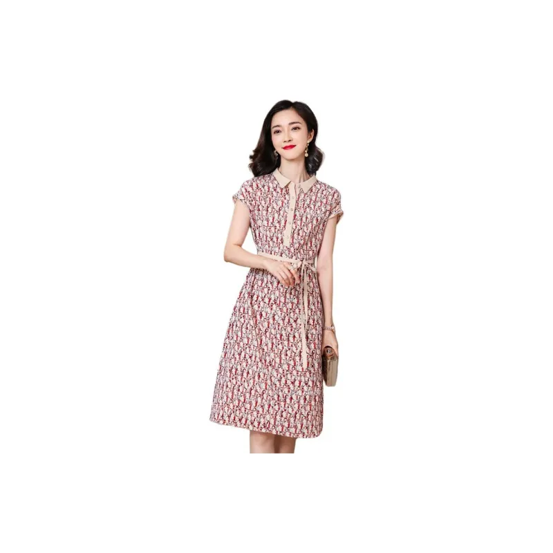 Yi Mengyuan Silk Short Sleeved Dress Women's-0