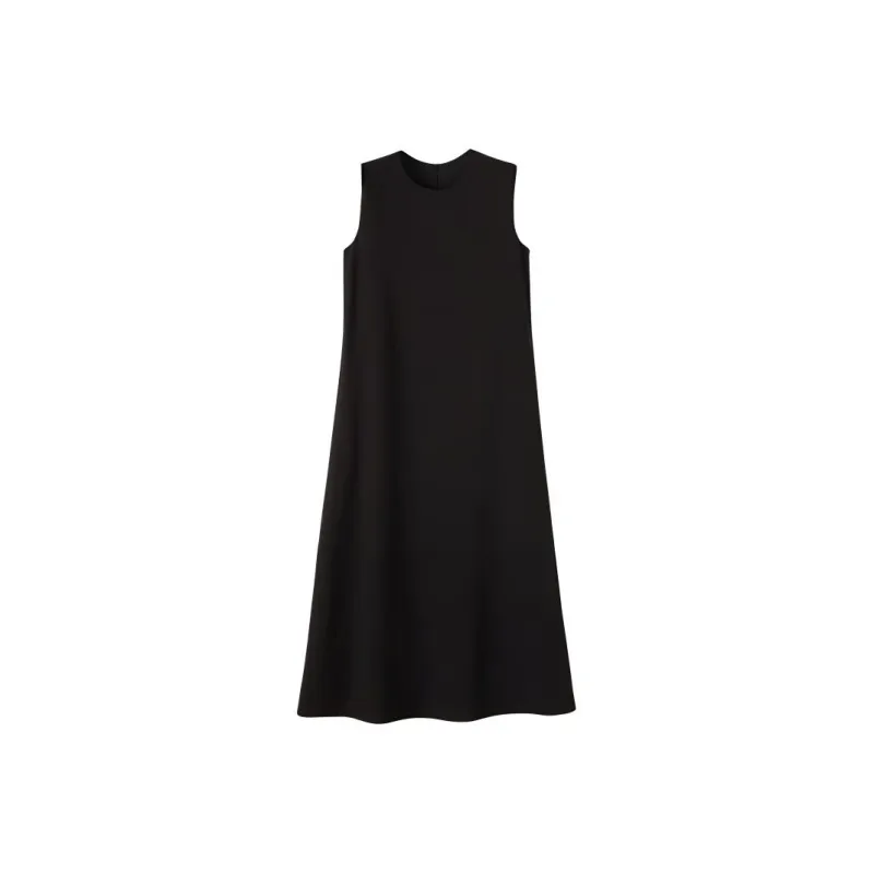 Late White Sleeveless Dress Women's Black-0
