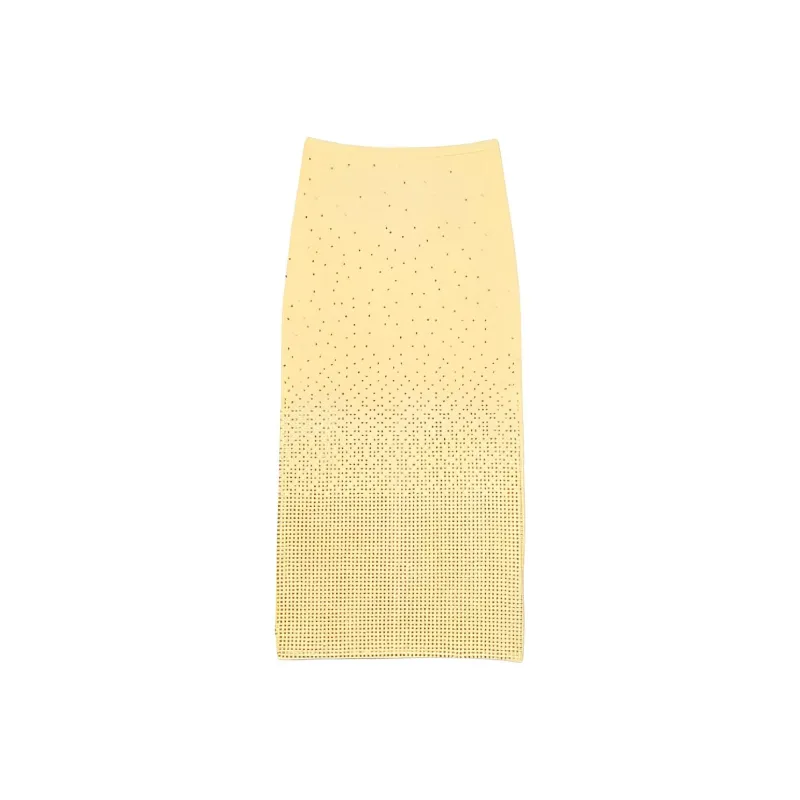 Sandro Rhinestone Embellished Midi Skirt Casual Long Skirt Women's Yellow-0