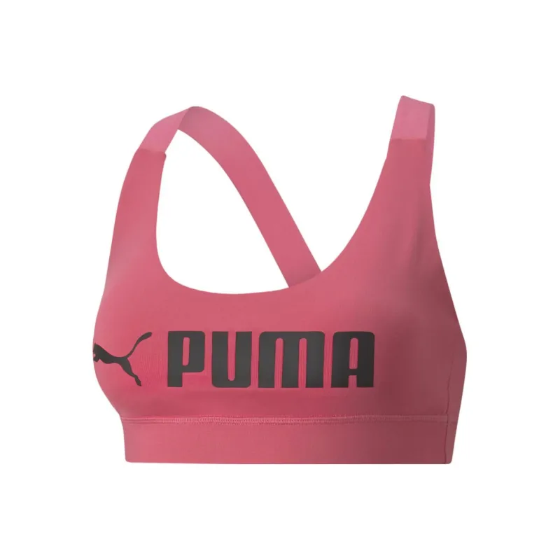 PUMA CLASSICS Mid Impact Fit Bra Sports Underwear Women's Pink-0