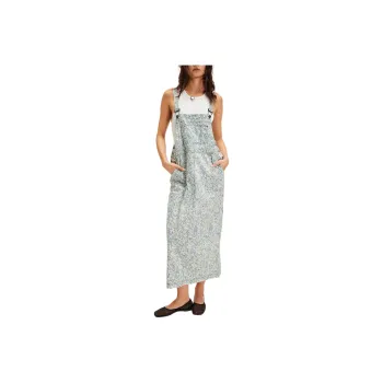 FREE PEOPLE Hanson Apron Midi Dress Slip Dresses Women's Chambray Combo/Chen Bule Combo