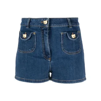 MOSCHINO Bear Button Denim Shorts