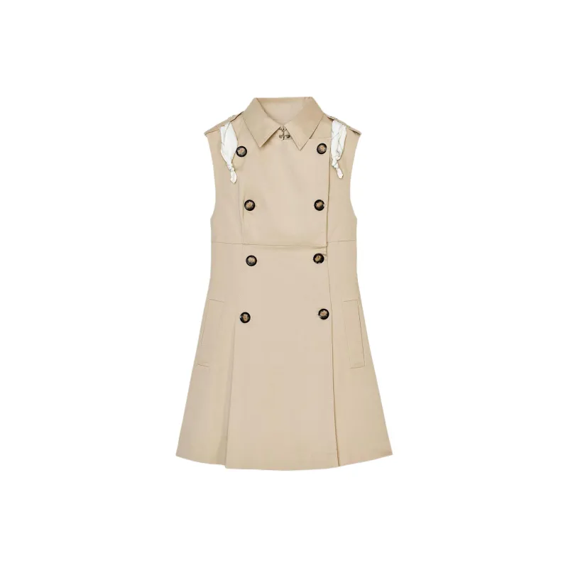 ZARA Trf Sleeveless Dress Women's Dark Beige-0