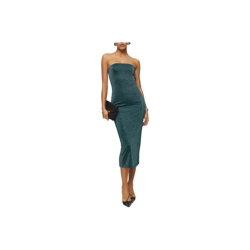 REFORMATION Ryden Knit Dress Sleeveless Dress Women's Sparkling Mermaid Blue-0