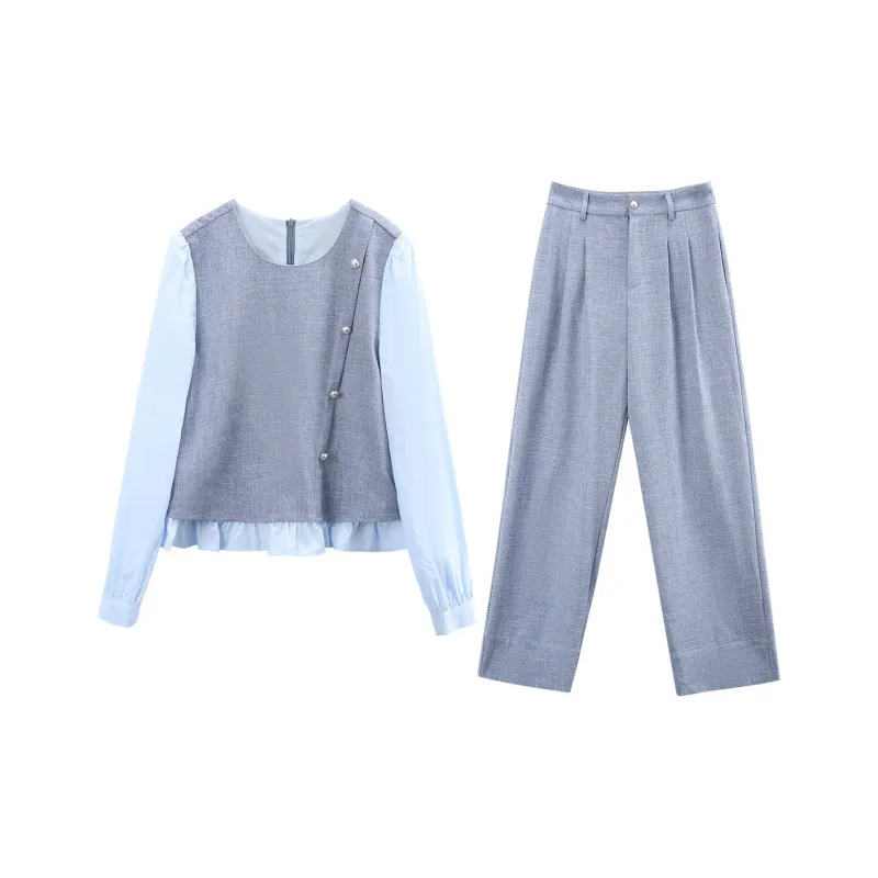 A Paradise For Awakening Casual Suit Women's Blue-0