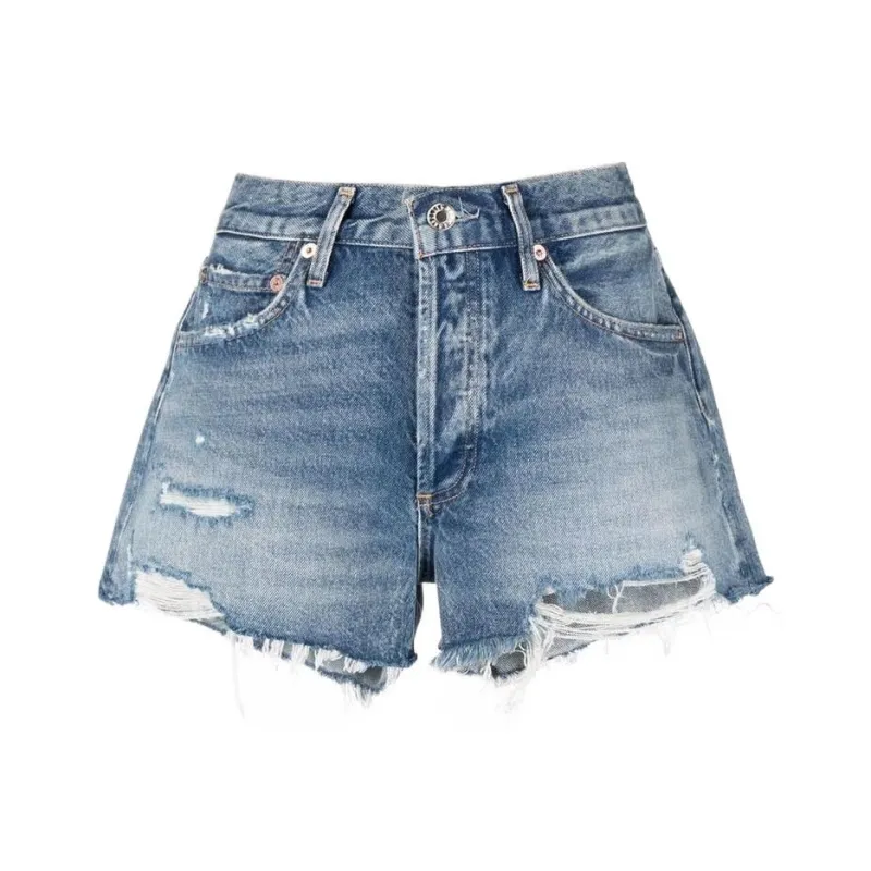 AGOLDE Distressed Denim Shorts-0