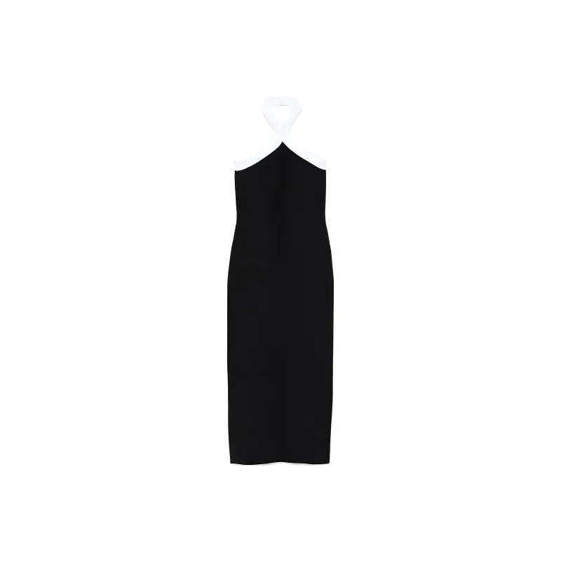 ROLAND MOURET Halterneck Slit-Detailed Midi Dress-0