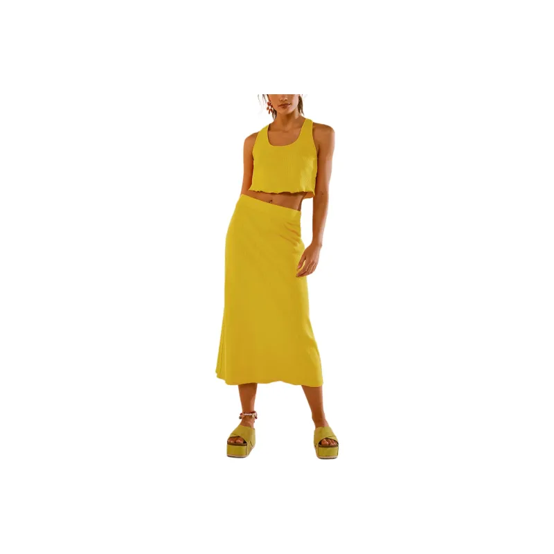 FREE PEOPLE Maxine Skirt Set Skirt Set Women's Bamboo/Straw Color-0