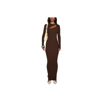 PRINCESS POLLY Gyselle Long Sleeve Maxi Dress Long Sleeved Dresses Women's BROWN/Brown