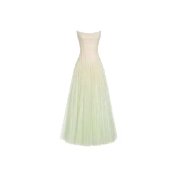 MONTSAND SS25 Mint Draped Lace Maxi Dress Sleeveless Dress Women's Mint Green