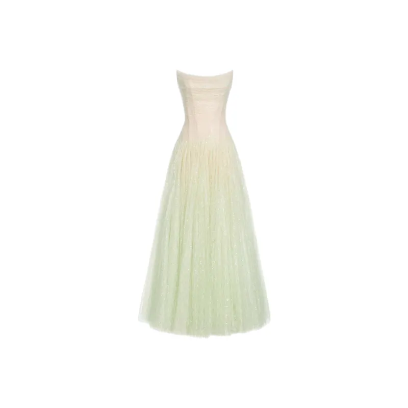 MONTSAND SS25 Mint Draped Lace Maxi Dress Sleeveless Dress Women's Mint Green-0