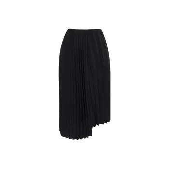SAINT LAURENT Asymmetrical Pleated Midi Skirt
