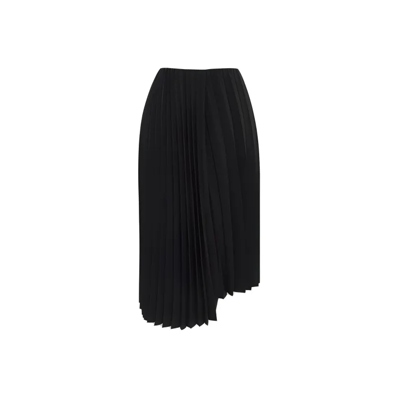 SAINT LAURENT Asymmetrical Pleated Midi Skirt-0