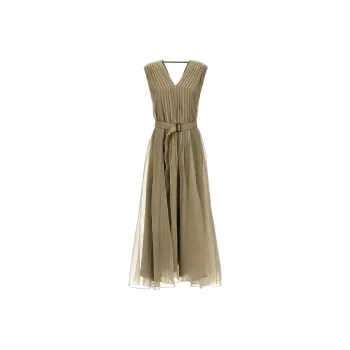 Brunello Cucinelli Pleated Sleeveless Dress