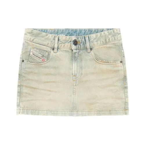 DIESEL De Ron Logo Patch Denim Mini Skirt