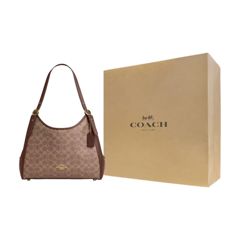 COACH Coated Canvas Shoulder Bag Regular Women's Gold & Tawny-7