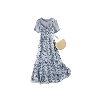 IHIMI Two Piece Skirt Sets Women's Blue