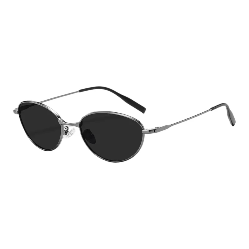 Thunder Pailong Metal Cat Eye Sunglasses Women's Black, Silver-5