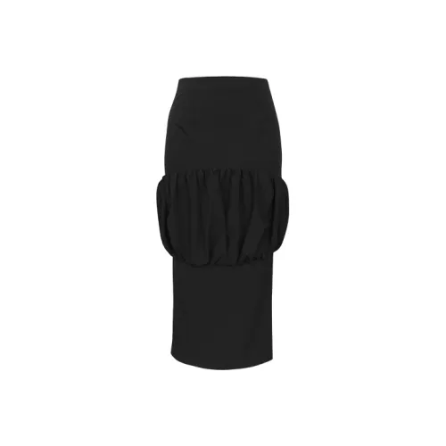 SIQIZ Casual Long Skirts Women's Black