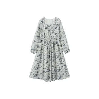 XIANGYING Long Sleeved Dresses Women's Blue