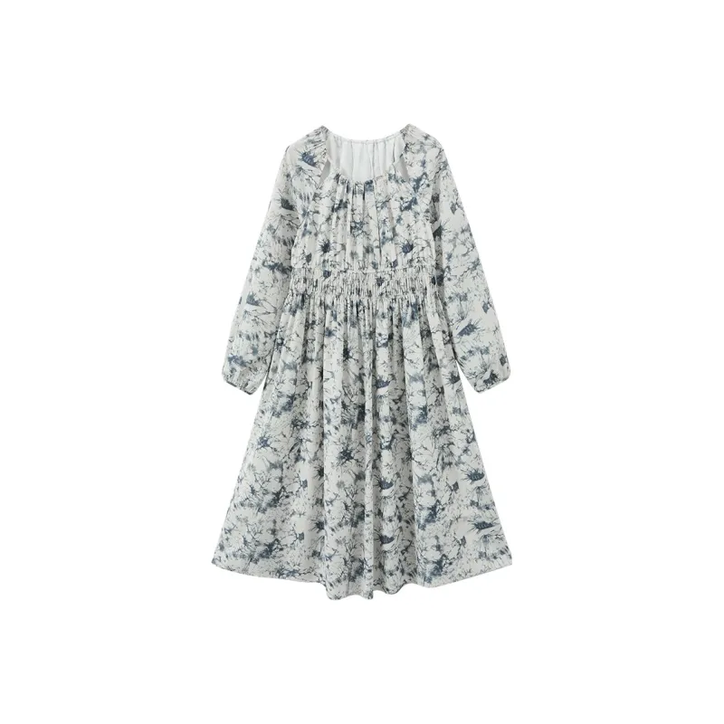 XIANGYING Long Sleeved Dresses Women's Blue-0