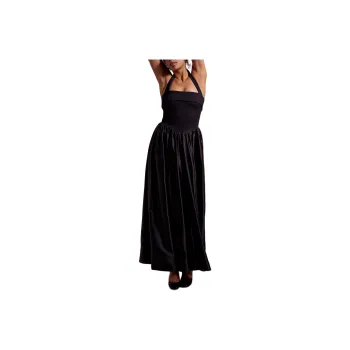 FREE PEOPLE DELFI Megan Long Dress Slip Dresses Women's Black
