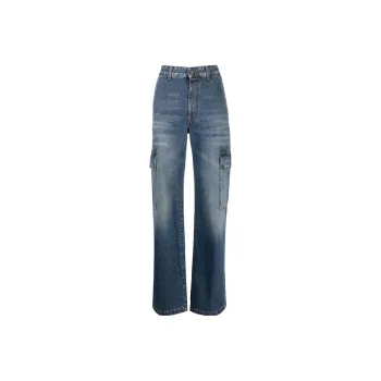 Stella McCartney High Waist Straight Leg Cargo Jeans
