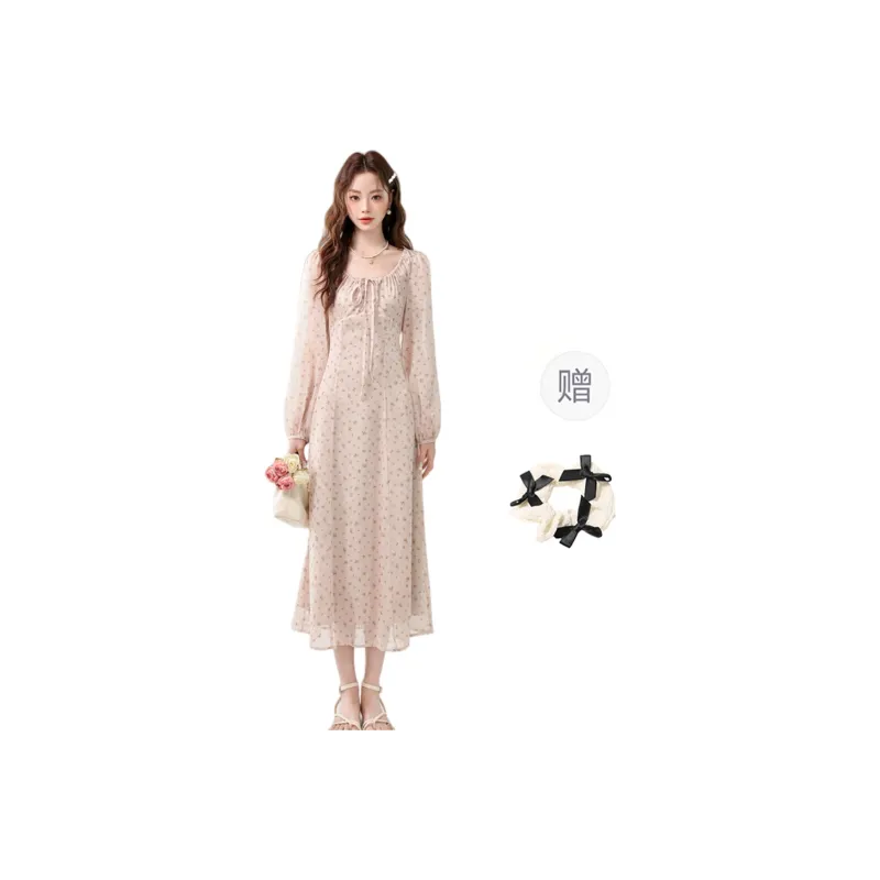 TORIGHT Long Sleeved Dresses Women's Pink-0