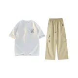 Clothing Set (White Top+Khaki Pants)