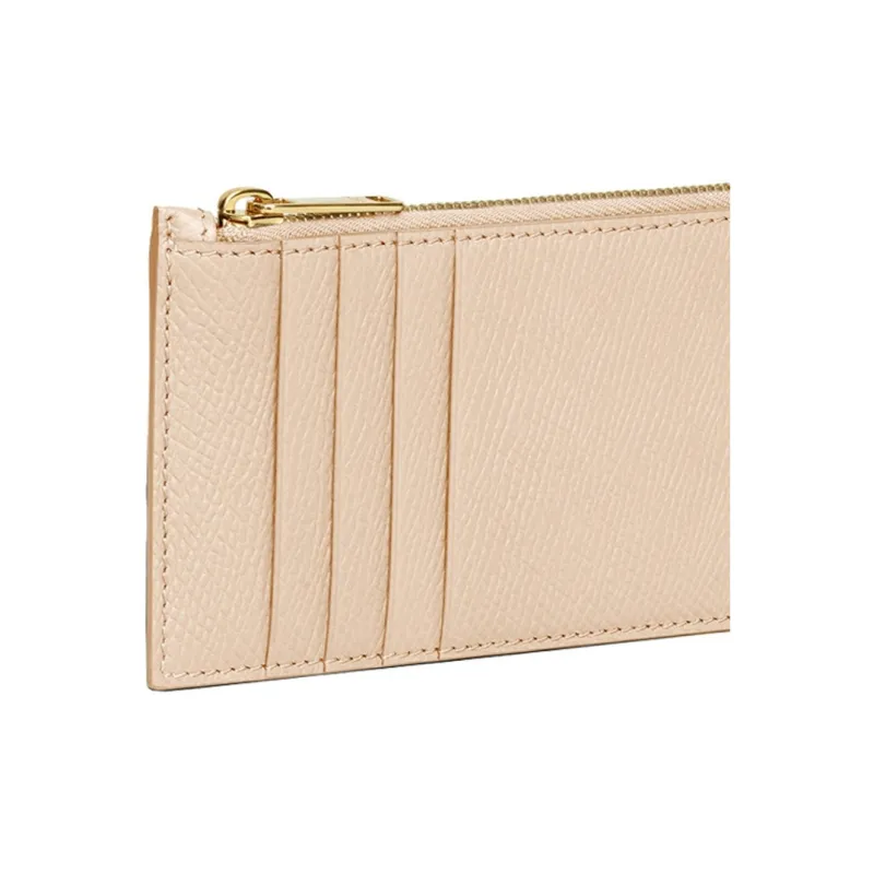 CELINE Cow Leather Coin Purses Card Holders Women's Nude Pink-4